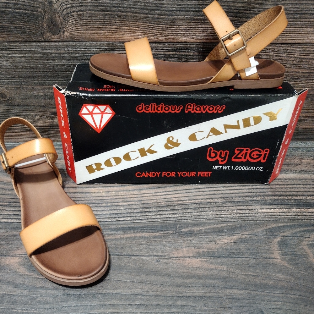 Rock & Candy Womens Clarise Natural Ankle Strap Sandals Size 10M